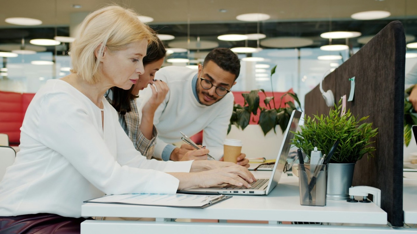 Employee reviewing a tender on screen