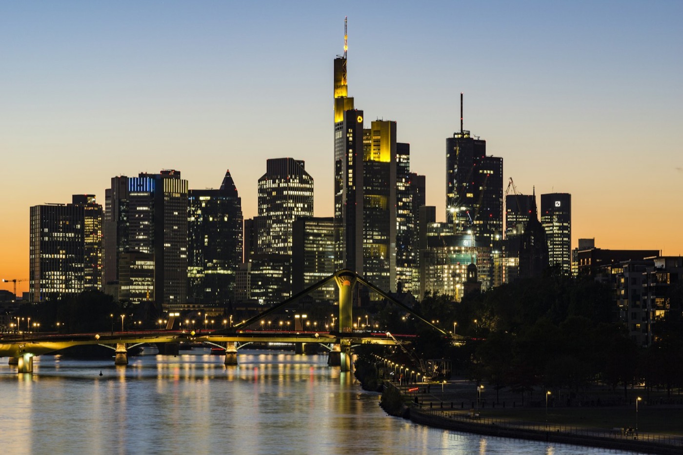 Frankfurt skyline in the evening